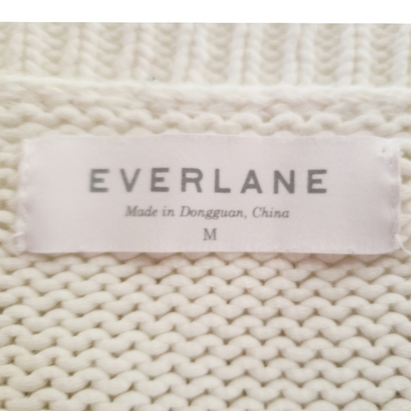 Everlane Sweater Woman's M White Ribbed Crewneck  Chunky Warm Casual Pullover - Picture 10 of 11